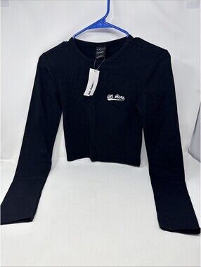 Iets frans Women Black Long Sleeve Top Small